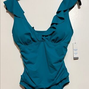 Time and Tru Teal One Piece Swimsuit